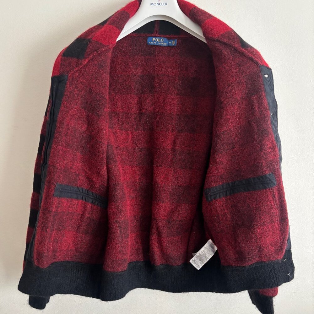 $698 Polo Ralph Lauren Skeet Buffalo Plaid Wool Shawl Collar Cardigan - Medium - Picture 8 of 12